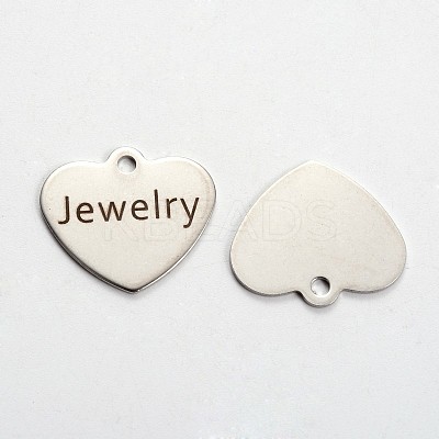 Non-Tarnish 201 Stainless Steel Heart Pendants LS-STAS-L165-C23-1