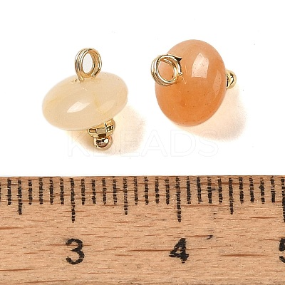 Natural Red Aventurine Rondelle Charms with Rack Plating Brass Loops G-G110-05B-04-1