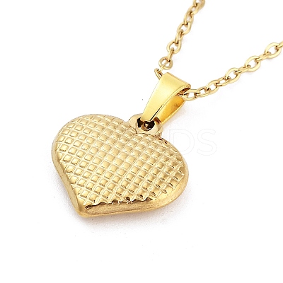 Heart with Tartan 304 Stainless Steel Pendant Necklaces NJEW-G083-03E-G-1