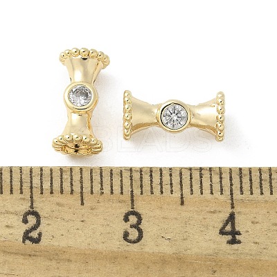 Brass Micro Pave Cubic Zirconia Beads KK-U052-19G-1