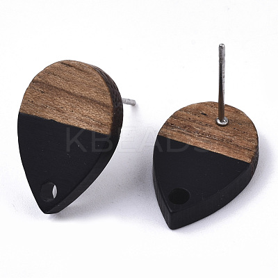 Resin & Walnut Wood Stud Earring Findings MAK-N032-002A-B01-1