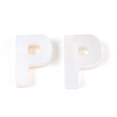 Natural Freshwater Shell Letter Charms BSHE-ZX007-02P-1