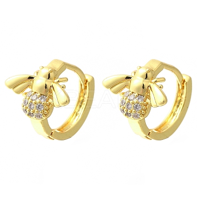 Brass Clear Cubic Zirconia Hoop Earrings EJEW-M047-05G-1