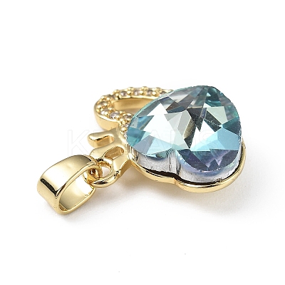 Real 18K Gold Plated Rack Plating Brass Micro Pave Clear Cubic Zirconia Pendants KK-C015-18G-04-1