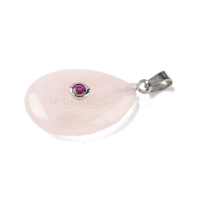 Natural Rose Quartz Pendants G-P599-02P-09-1
