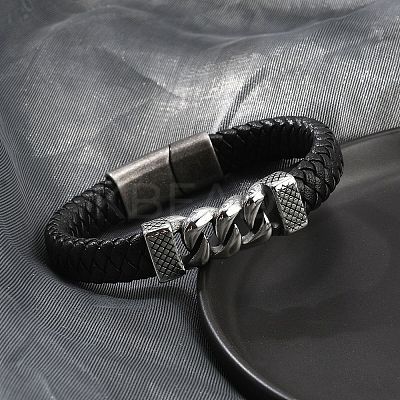 Braided Leather Cord Bracelets for Men BJEW-Z081-18AS-1