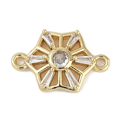Brass Clear Cubic Zirconia Connector Charms KK-I719-02G-1
