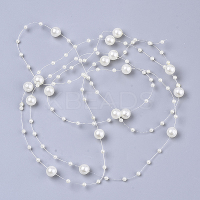 ABS Plastic Imitation Pearl Beaded Trim Garland Strand SACR-T354-01G-1