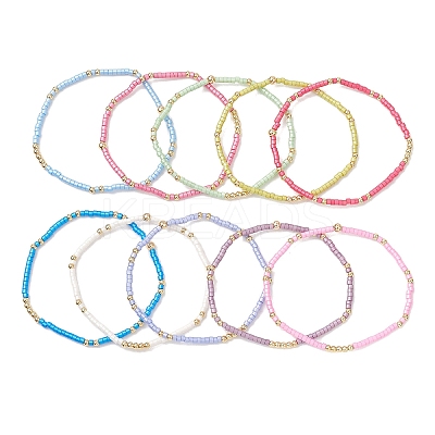 10Pcs Glass Seed Beaded Stretch Bracelets Sets for Women BJEW-MZ00295-1
