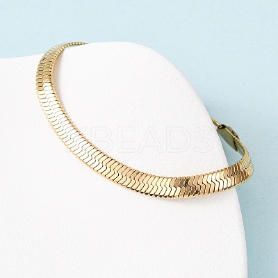 304 Stainless Steel Flat Snake Chain Bracelets BJEW-C134-01B-G-1