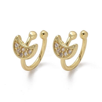 Golden Plated Brass Micro Pave Cubic Zirconia Cuff Earrings EJEW-L244-42G-1