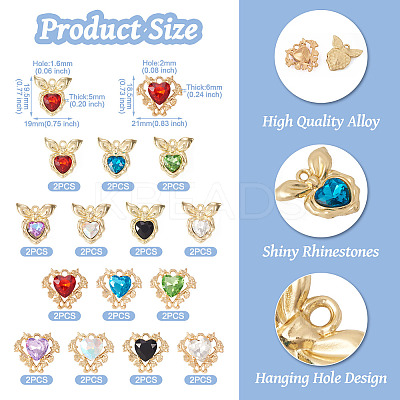 28Pcs 14 Styles Glass Rhinestone Pendants ALRI-TA0001-17-1