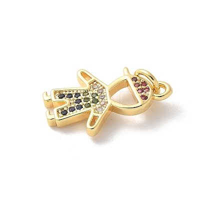 Brass Micro Pave Cubic Zirconia Pendants KK-P292-21E-G-1