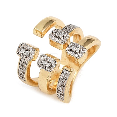 Brass Micro Pave Cubic Zirconia Cuff Rings RJEW-C140-12G-1