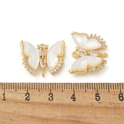 Brass Clear Cubic Zirconia Connector Charms KK-R210-11G-01-1