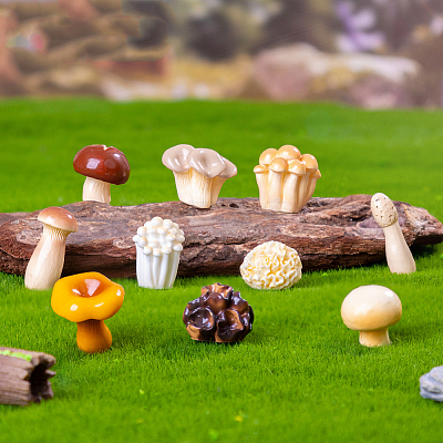 22Pcs 11 Styles Resin Vase Miniature Mushroom Ornaments RESI-CN0001-01-1