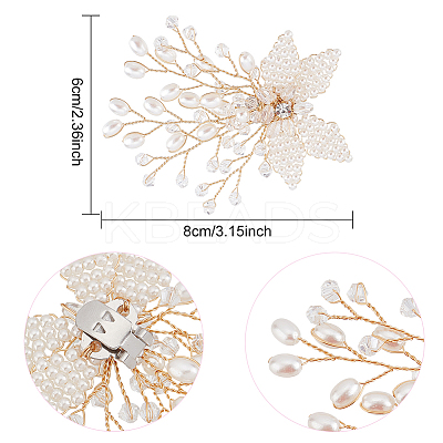 ABS Plastic Imitation Pearl Beaded Flower Wedding Shoe Decorations FIND-WH0126-71G-1