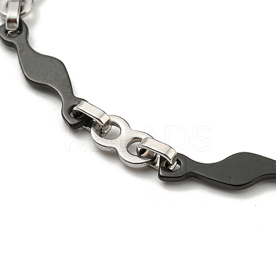 Two Tone 201 Stainless Steel Wave & Infinity Link Chain Bracelet BJEW-B078-42BP-1