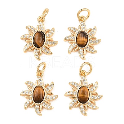 Natural Tiger Eye Pendants KK-H538-15G-1