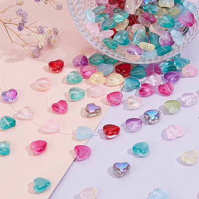 240Pcs 12 Colors Transparent Spray Painted Glass Beads GLAA-PH0003-27-1