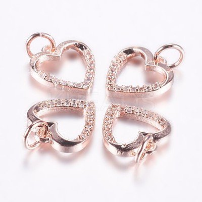 Long-Lasting Plated Brass Micro Pave Cubic Zirconia Charms ZIRC-F069-39RG-1