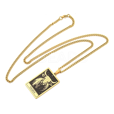 304 Stainless Steel Tarot Pendant Necklaces NJEW-A026-01G-02-1