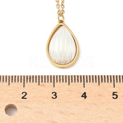 Summer 304 Stainless Steel & White Acrylic Pendant Double Layered Necklaces for Women NJEW-U044-02B-G-1