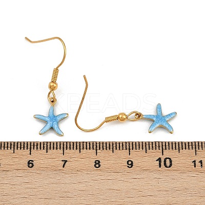 Ocean Series 304 Stainless Steel Enamel Dangle Earrings LS-EJEW-K017-01C-G-1