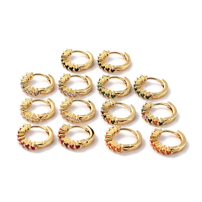 Dainty Cubic Zirconia Small Huggie Hoop Earrings EJEW-C002-16G-RS-1