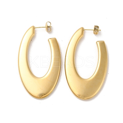 Ion Plating(IP) 304 Stainless Steel Oval Stud Earrings EJEW-Z022-25G-1