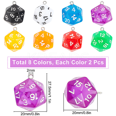 16Pcs 8 Style Transparent Acrylic Pendants MACR-SC0002-12-1