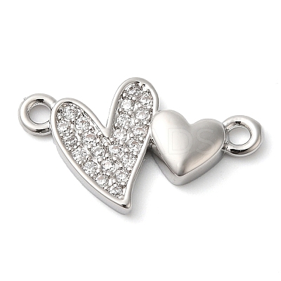 Brass Micro Pave Clear Cubic Zirconia Connector Charms KK-G503-33P-1