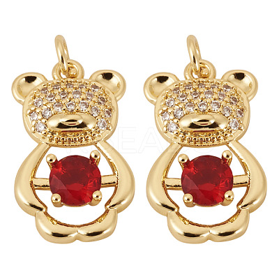2Pcs Brass Micro Pave Cubic Zirconia Pendants KK-TA0002-81B-1