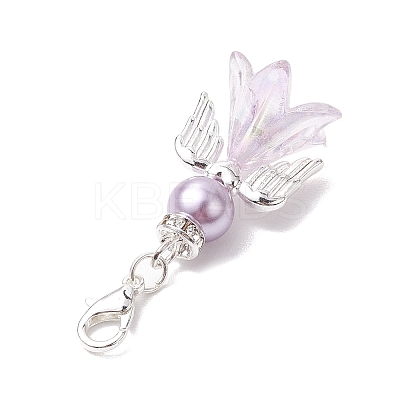 8Pcs 8 Colors Wedding Season Angel Glass Pearl & Acrylic Pendant Decorations HJEW-JM01916-1