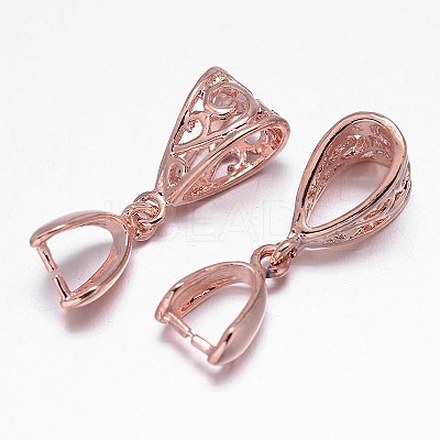 Filigree Rack Plating Brass Pendant Pinch Bails KK-L102-12-1