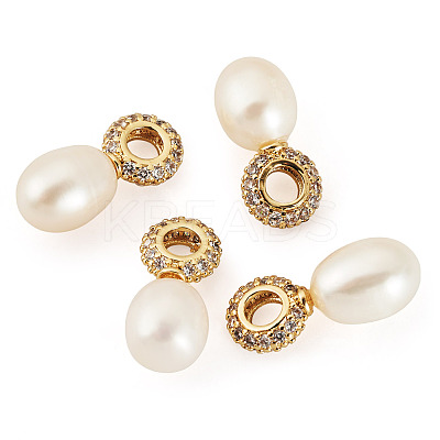 4Pcs Natural Cultured Freshwater Pearl Pendants PALLOY-TAC0178-1