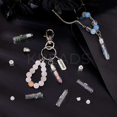 7 sets 7 style Clear Glass Long Bottle Pendants GLAA-PH0001-88-1