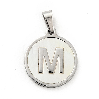 304 Stainless Steel with White Shell Pendants STAS-G268-01M-P-1