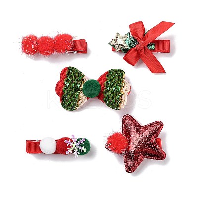 Christmas Theme Cloth Felt Fabric Alligator Hair Clip OHAR-R100-01C-1