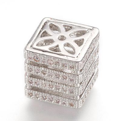Brass Micro Pave Cubic Zirconia Beads ZIRC-F062-25P-1