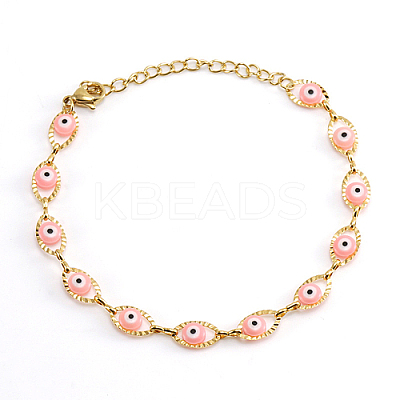 Golden 201 Stainless Steel Enamel Horse Eye Link Chain Bracelets JM1854-5-1