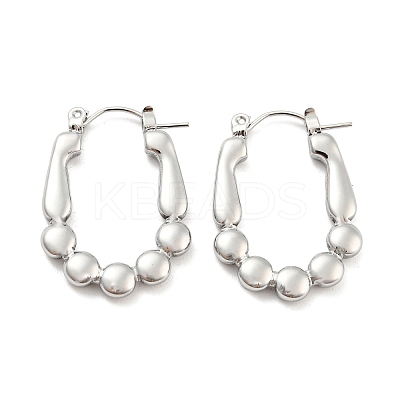 Non-Tarnish Oval Bubble 304 Stainless Steel Hoop Earring for Women EJEW-C067-01P-1