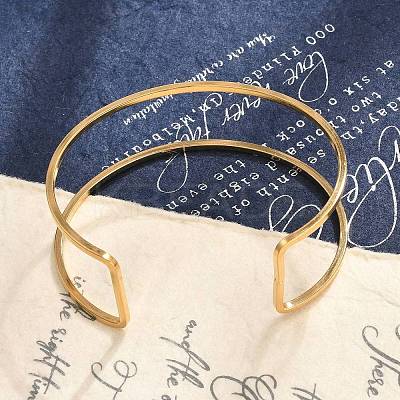 Ion Plating(IP) 304 Stainless Steel Hollow Open Cuff Bangles for Women LS-BJEW-S155-04G-1