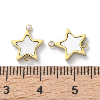 Ion Plating(IP) 304 Stainless Steel Pave White Shell Connector Charms STAS-Z099-03G-01-1