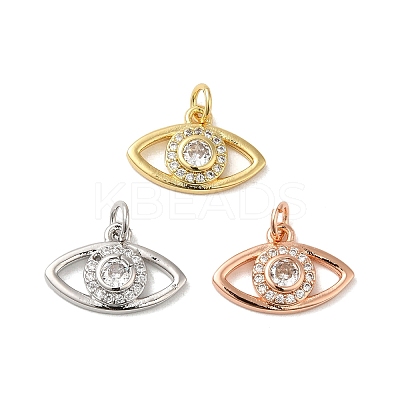 Brass Cubic Zirconia European Dangle Charms KK-K349-24-1