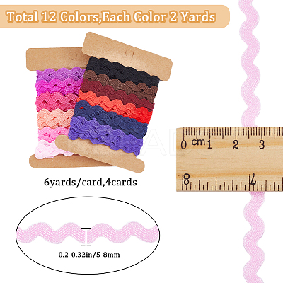4 Cards 2 Styles Polyester Wavy Fringe Trim Ribbon DIY-GF0009-48E-1