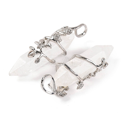 Natural Quartz Crystal Double Terminal Pointed Pendants G-C144-03P-05-1