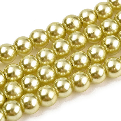 Baking Paint Pearlized Glass Pearl Round Bead Strands HY-Q003-6mm-67A-1