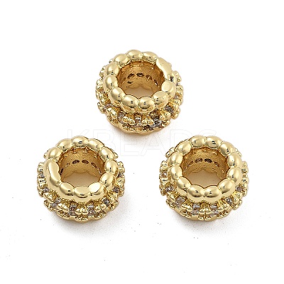 Brass Micro Pave Cubic Zirconia European Beads KK-Q006-47G-1