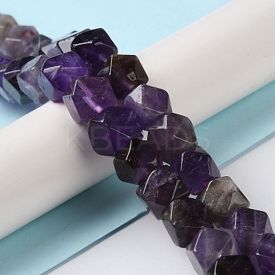 Natural Amethyst Star Cut Round Beads Strands G-M418-C01-01-1